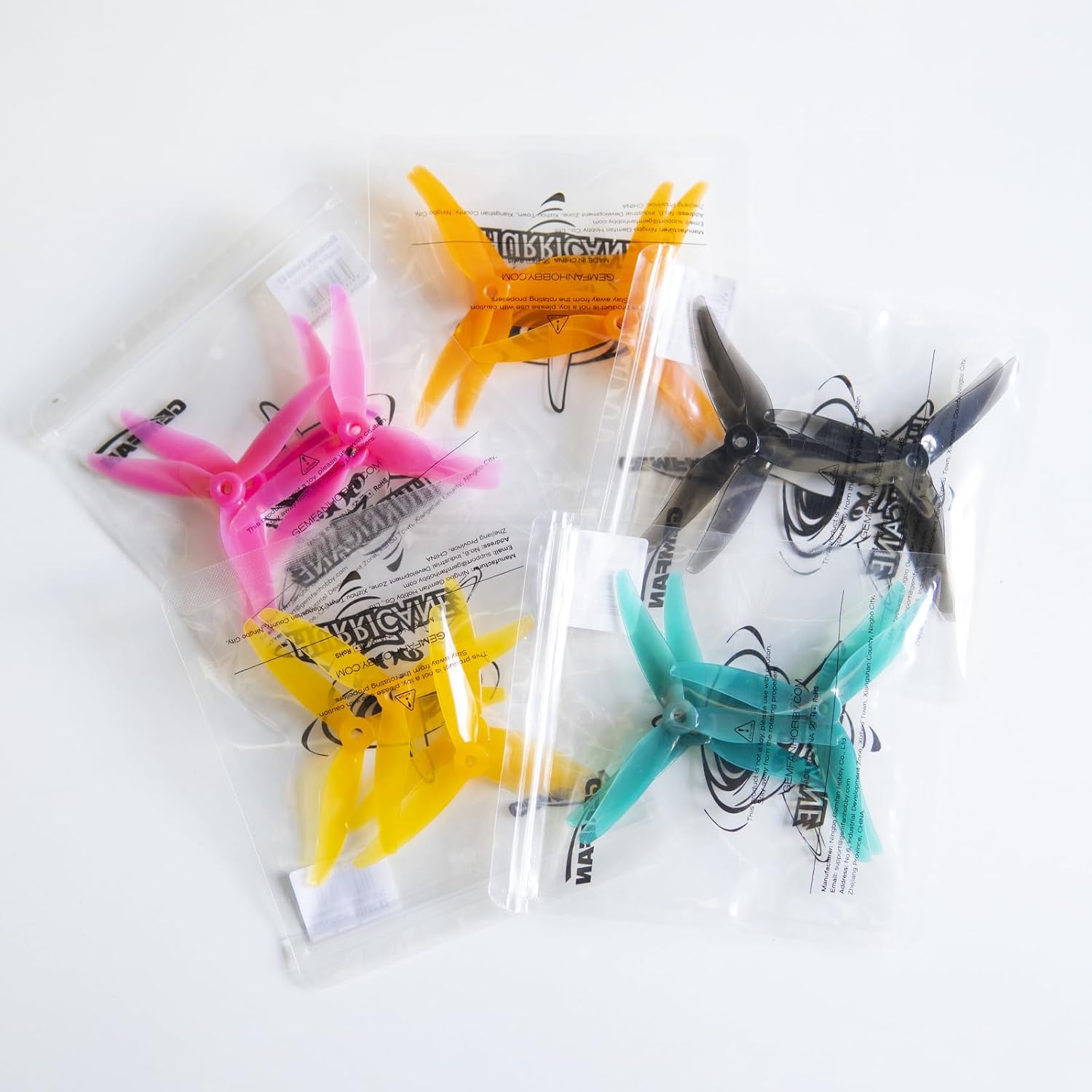 Gemfan 51466 V2 5.1" Tri-Blade Propellers (20-pack, 5 colours)
