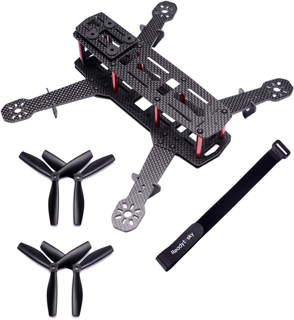 Readytosky 250mm FPV Racing Drone Frame 5 Inch Carbon Fiber Quadcopter | 5 Inch Carbon Fiber Quadcopter Frame Kit with 4mm FPV Frame Arms+Lipo Battery Strap